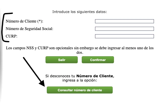 Formulario para saber número de cuenta Fonacot