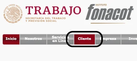 Menú cliente para averiguar número de cliente Fonacot